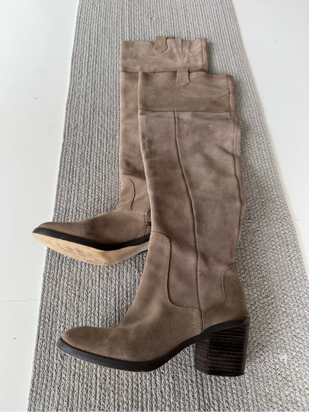 Seychelles Taupe Suede Over-the-Knee Block Heel Boots Sz 8